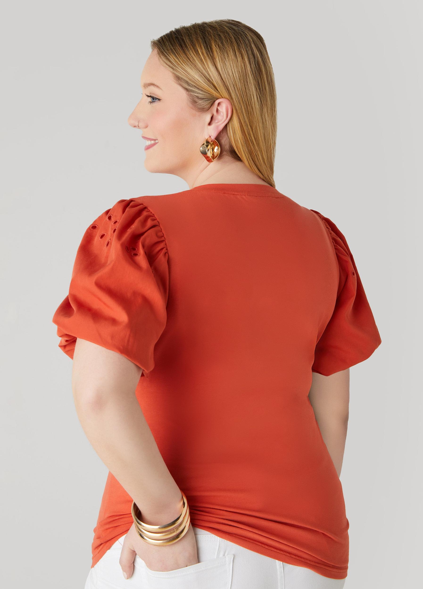 Embroidered Puff Sleeved Tee Product Image