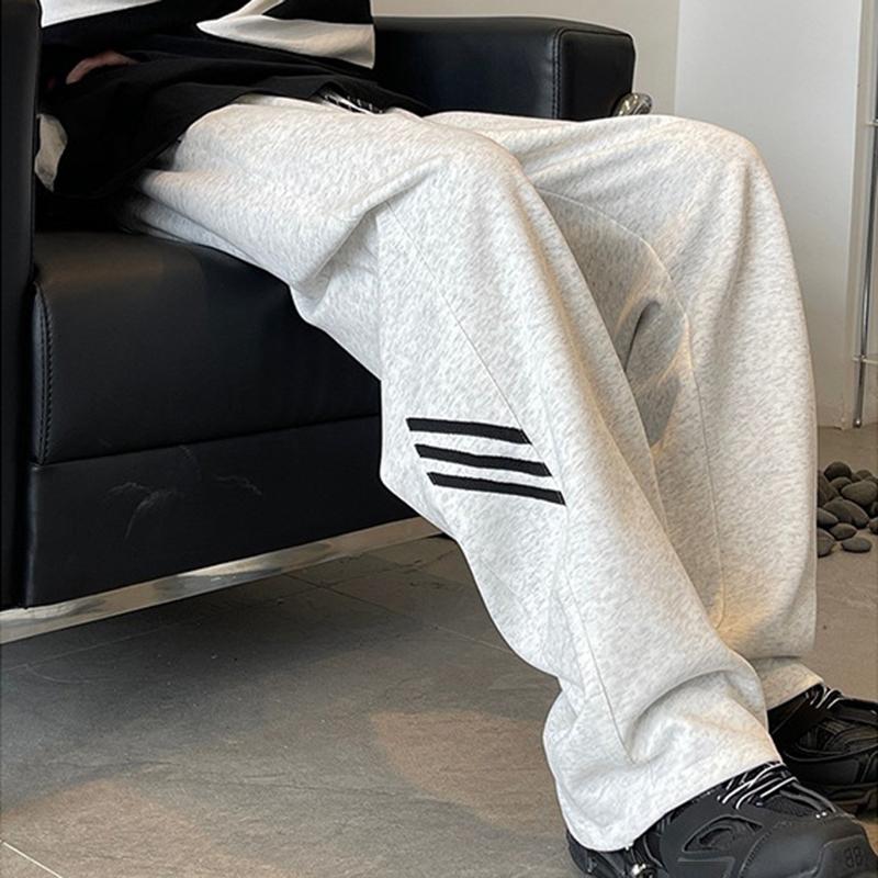 Sopula Trendy Street Hiphop Three-Stripe Wide-Leg Sweat Pants Product Image
