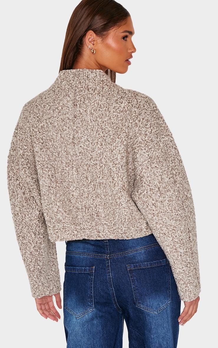 Beige Textured Wool Look Pocket Detail Jacket Product Image