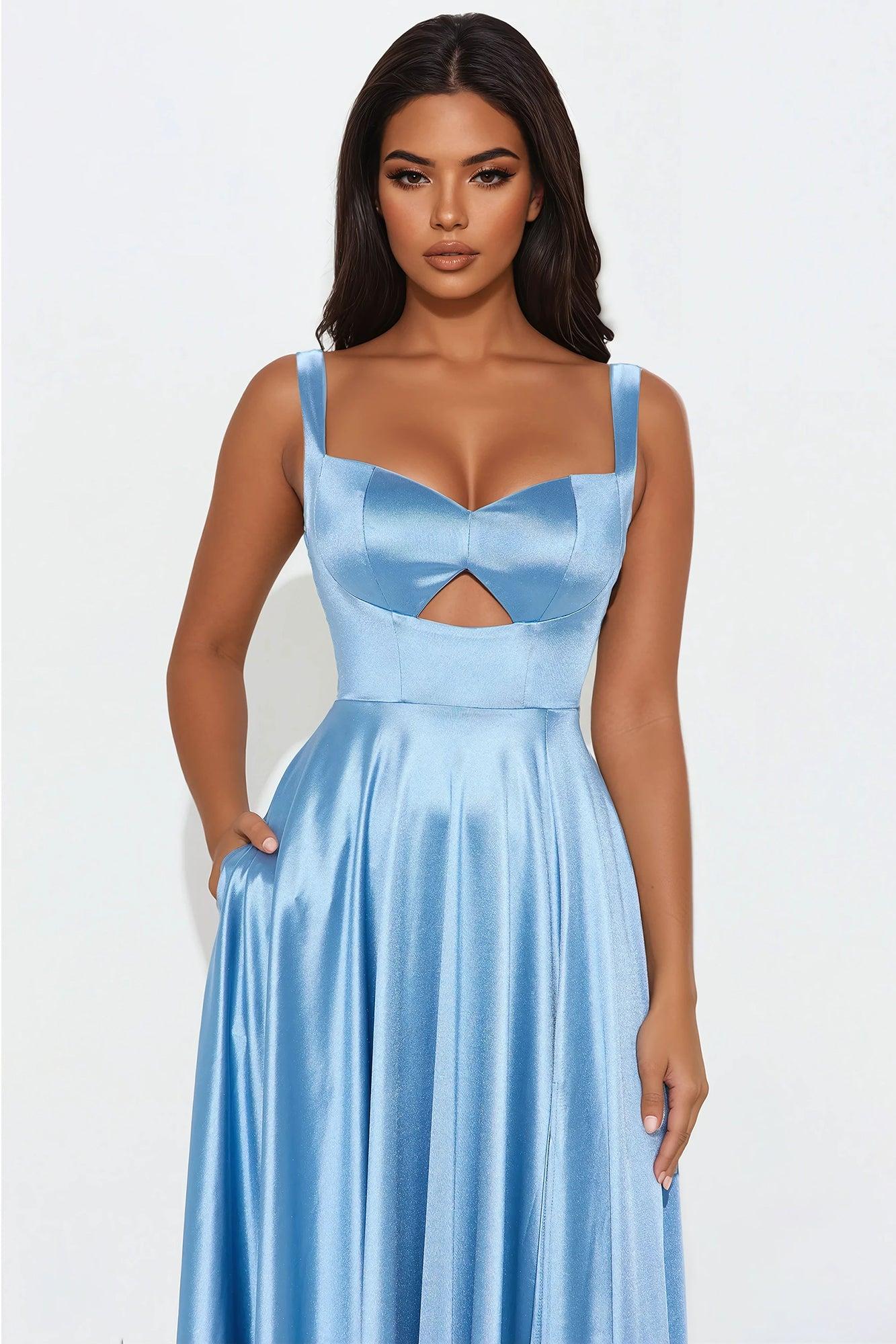 Reina Satin Gown - Blue Product Image