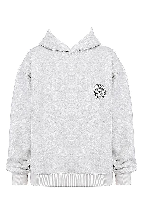 Muse  light grey marl cotton fleece-back hoodie Product Image