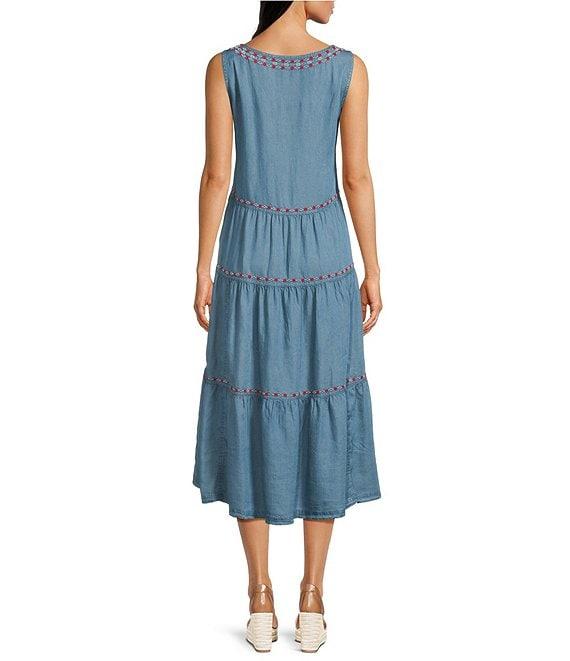 John Mark Embroidered Printed Tiered Kimono Midi Dress Set Product Image