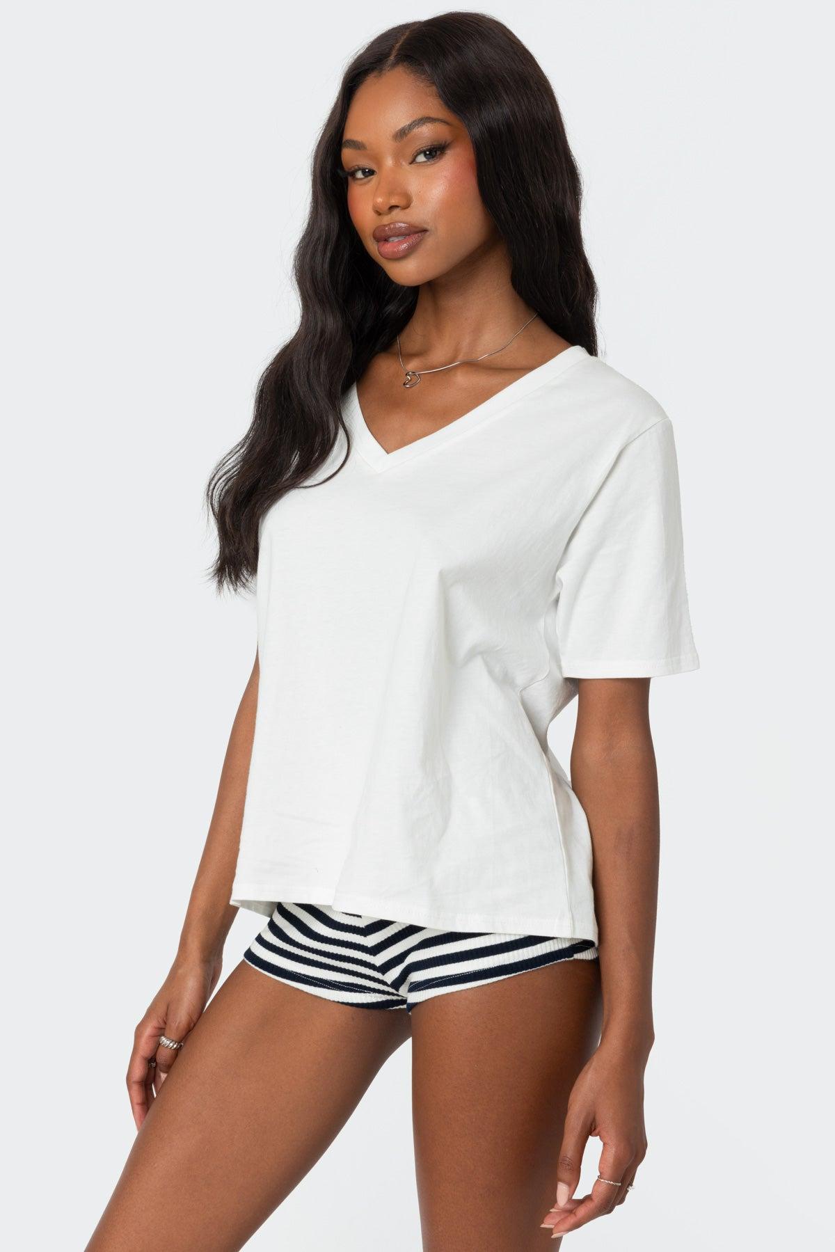 Loose Fit V Neck T Shirt Product Image