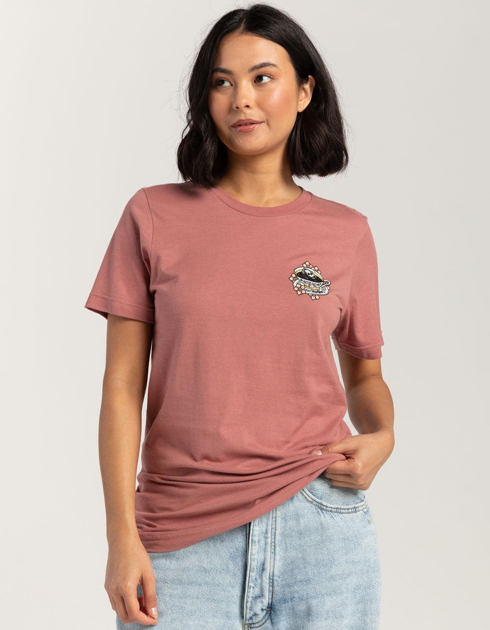 LAST CALL CO. Not Your Cup Of Tea Womens Boyfriend Tee - MAUVE Product Image