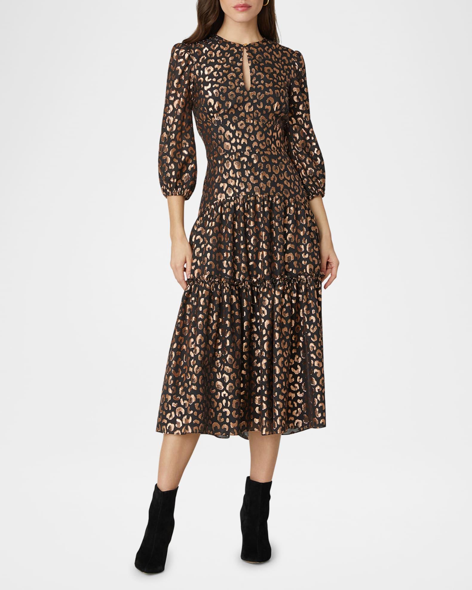 Alina Tiered Cutout Metallic Midi Dress Product Image