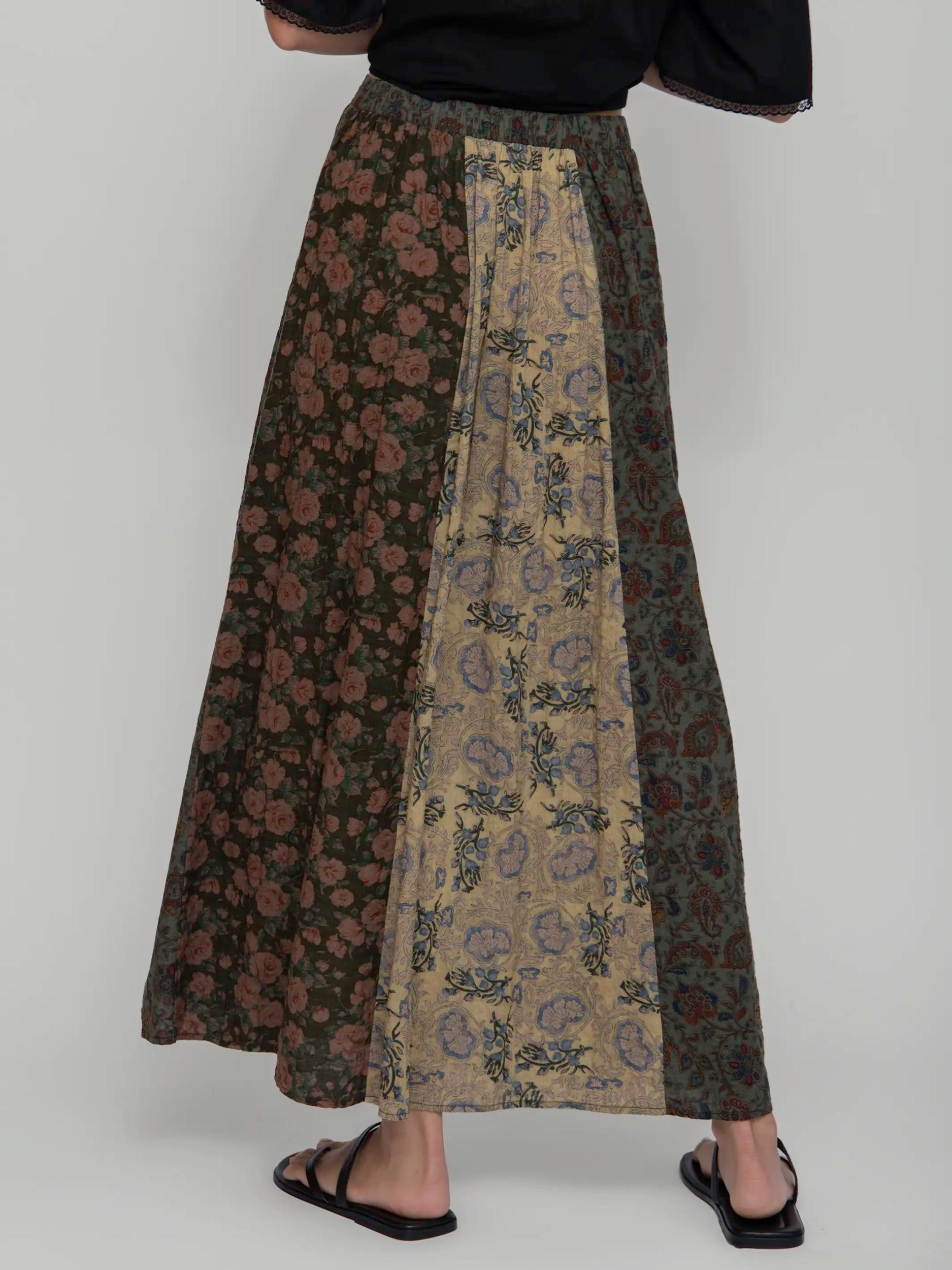 Valentina Maxi Skirt - Sage Cream Floral Product Image