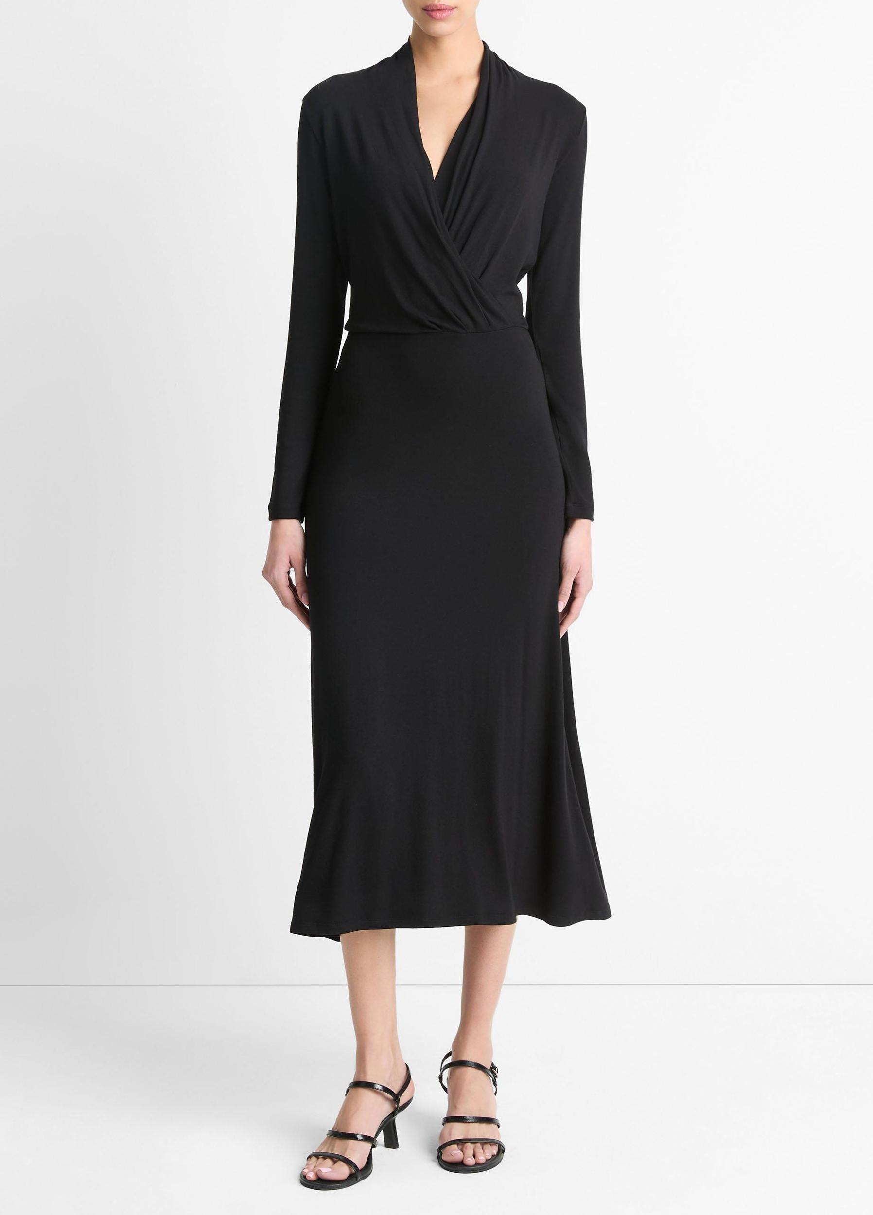 Long-Sleeve Crossover Dress Product Image