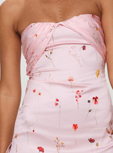 Irena Strapless Mini Dress Pink Floral Product Image