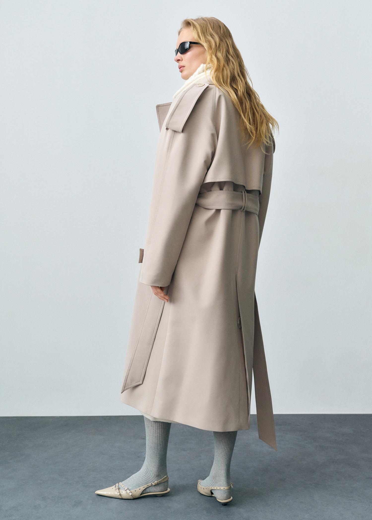 Oversized trench coat with belt - Women | MANGO USA Product Image