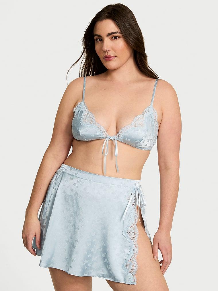 Tease Butterfly Satin Triangle Bralette & Skirt Set Product Image