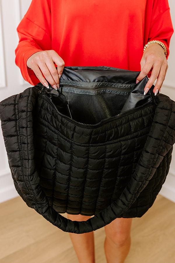 Leda Quilted Puffer Tote in Black Product Image