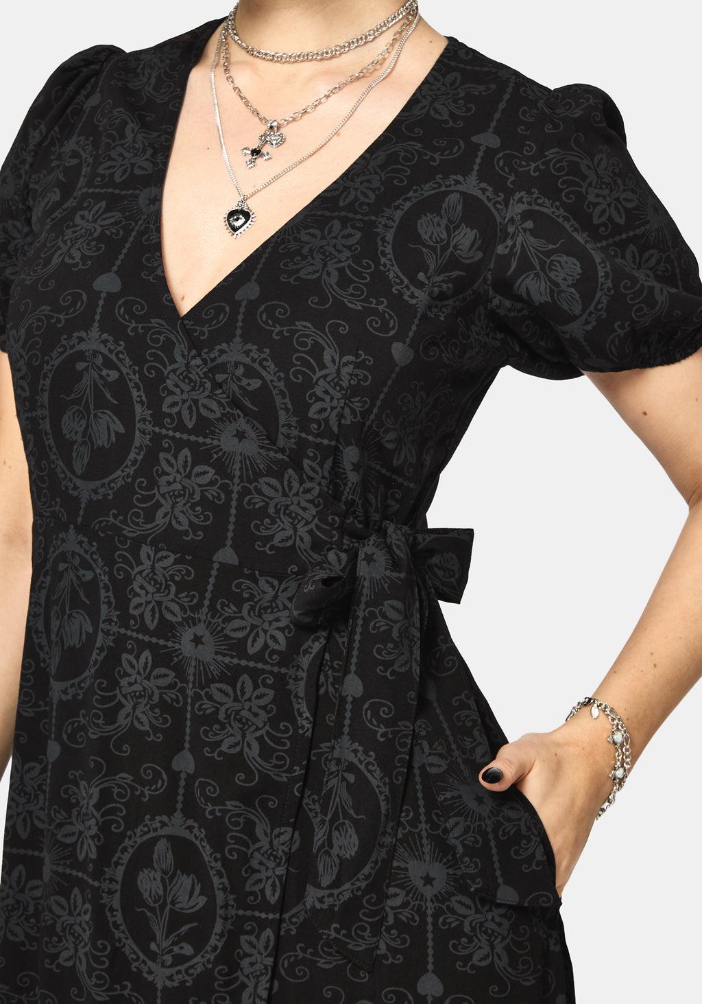 Cameo Floral Printed Tie Belt Midi Shirt Dress Product Image