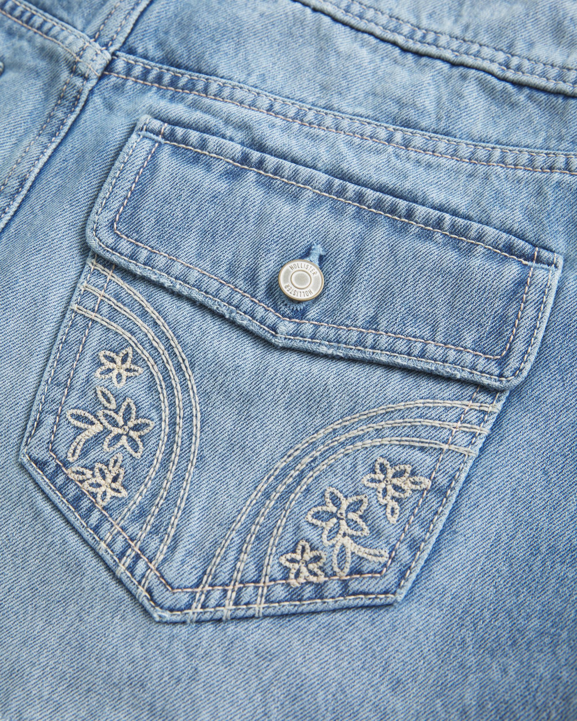 Low-Rise Y2K Chop Pocket Denim Mini Skort Product Image