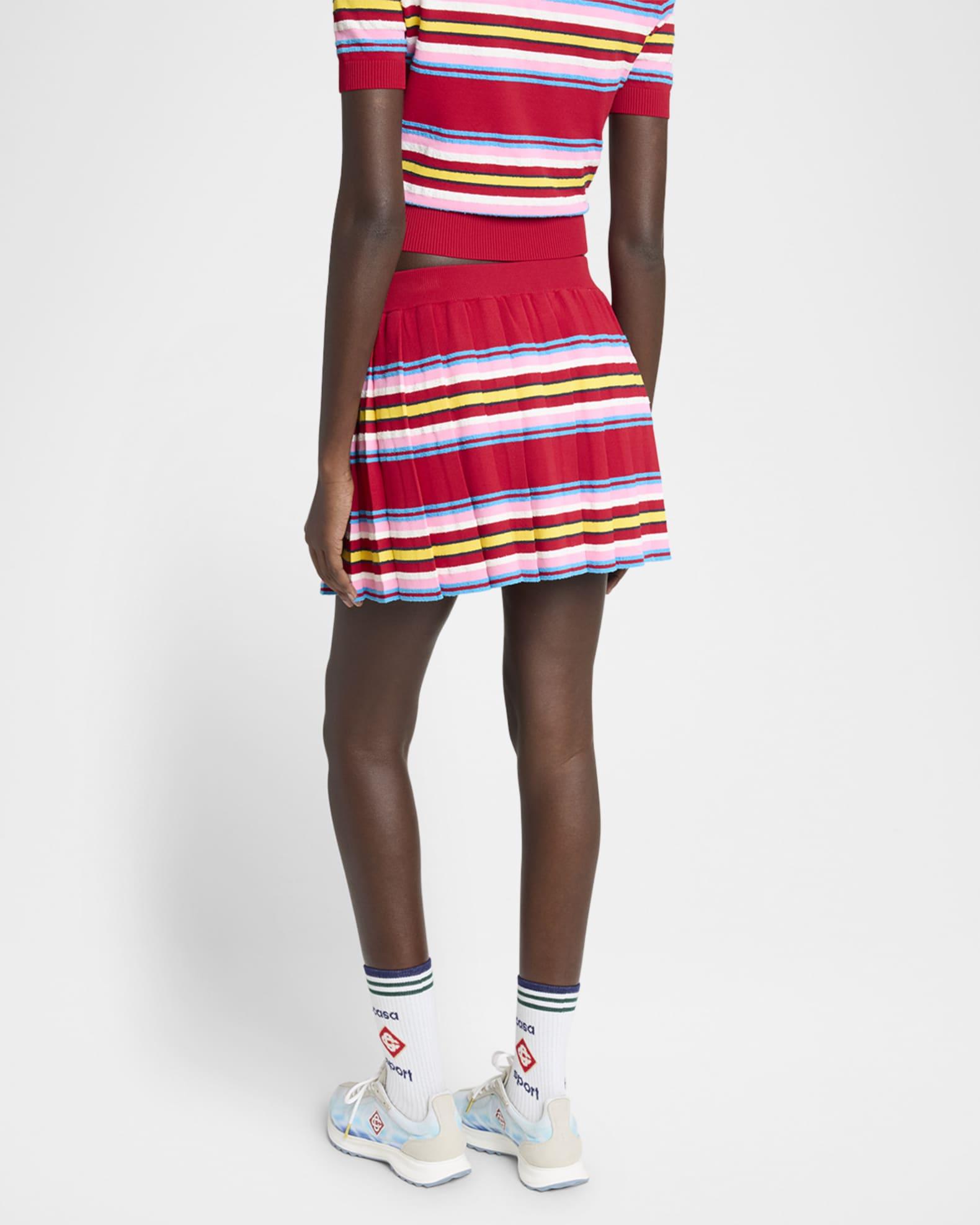 Stripe Pleated Logo Patch Mini Skirt Product Image