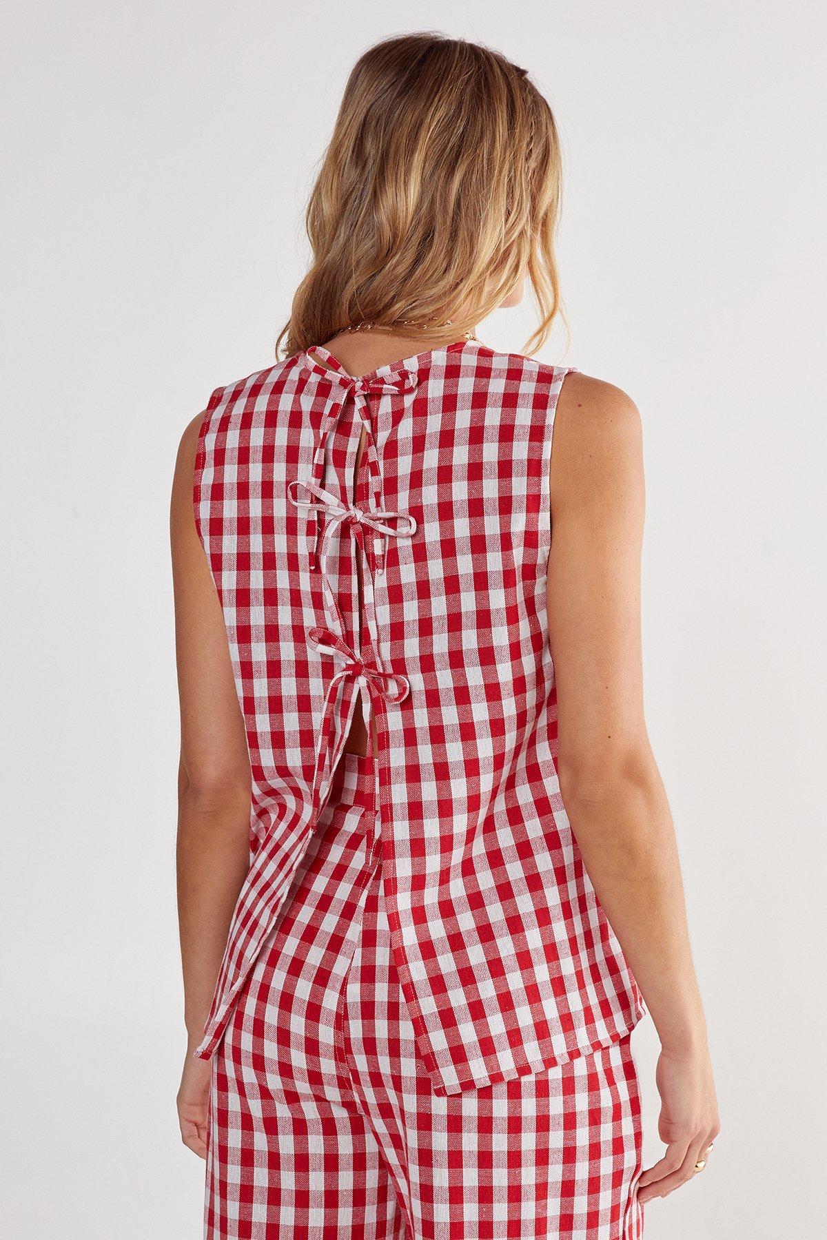 Gingham Tie Front Vest Product Image