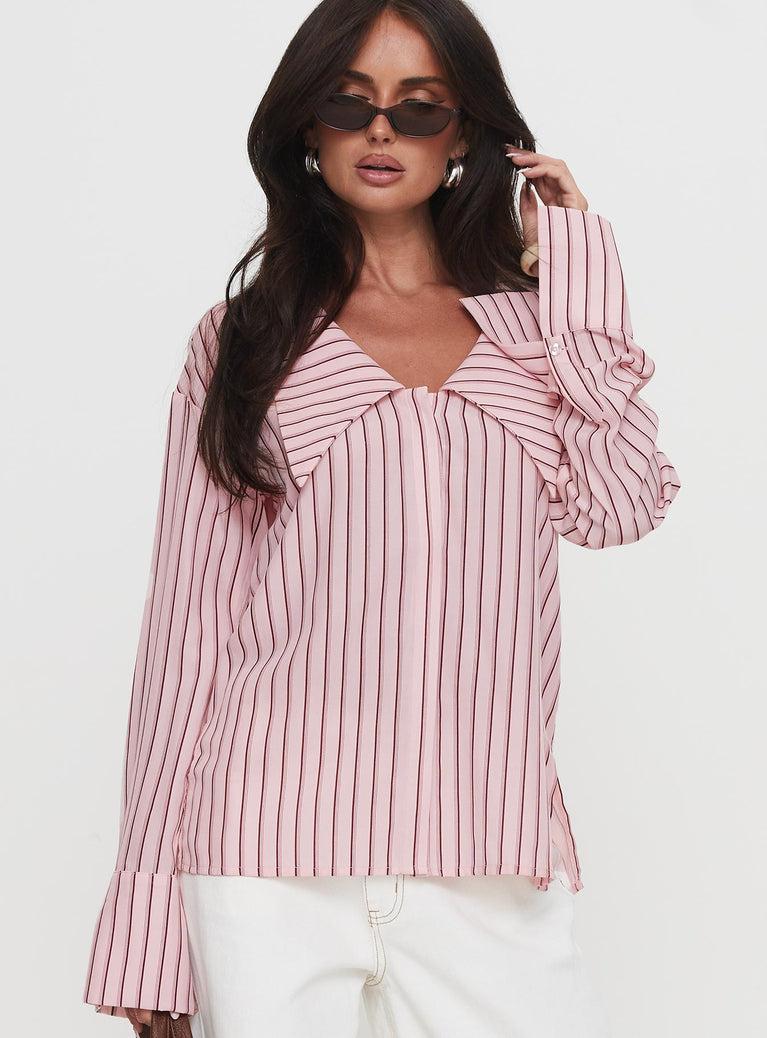 Calistoga Deep Collar Shirt Pink Stripe Product Image