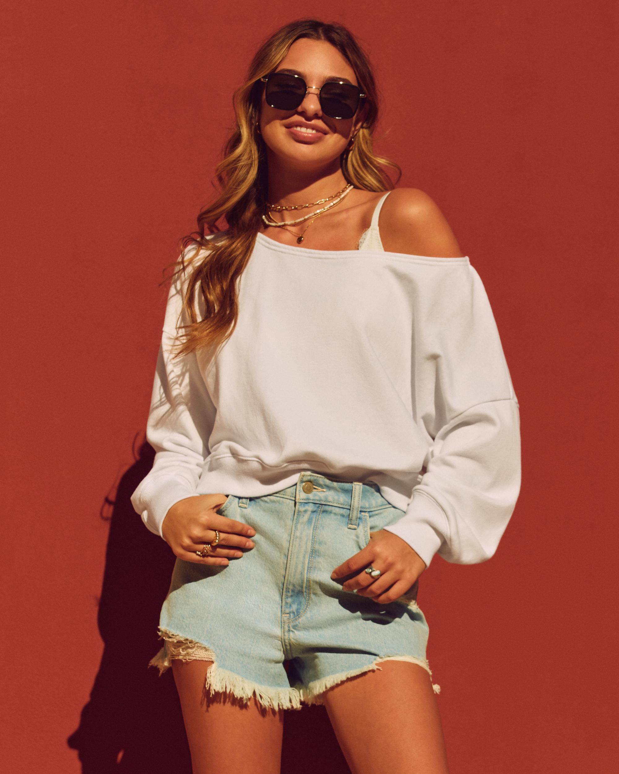 Easy Terry Off-the-Shoulder Sweatshirt Product Image