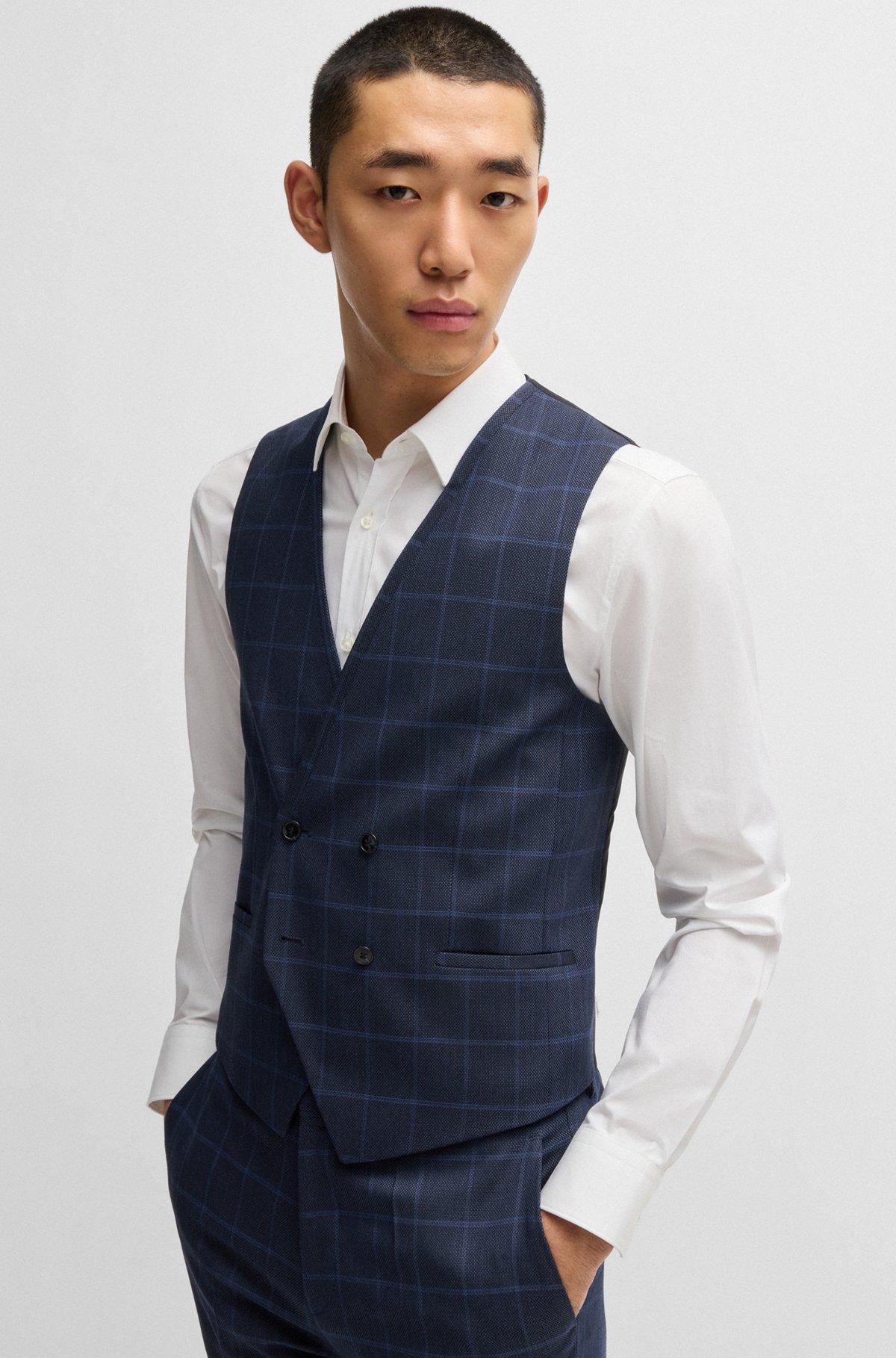 Extra-slim-fit suit in checked performance-stretch cloth Product Image