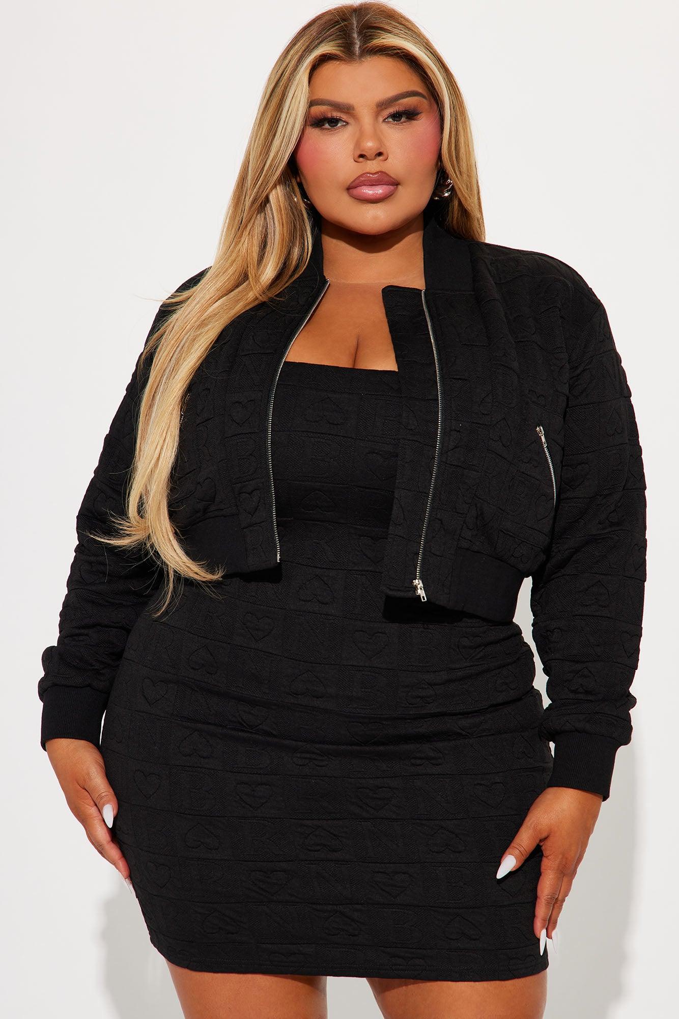 Brenna Sweater Mini Dress Set - Black Product Image