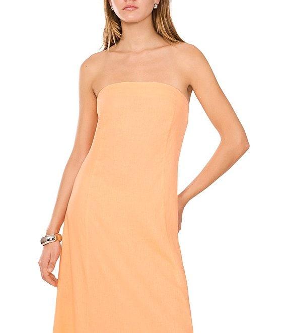 1. STATE Strapless Linen Blend Smocked Back Pocketed A-Line Maxi Dress Product Image