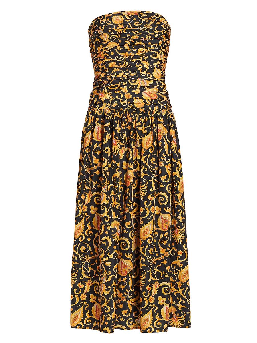 Womens Selma Baroque-Print Strapless Midi-Dress Size 0 Product Image
