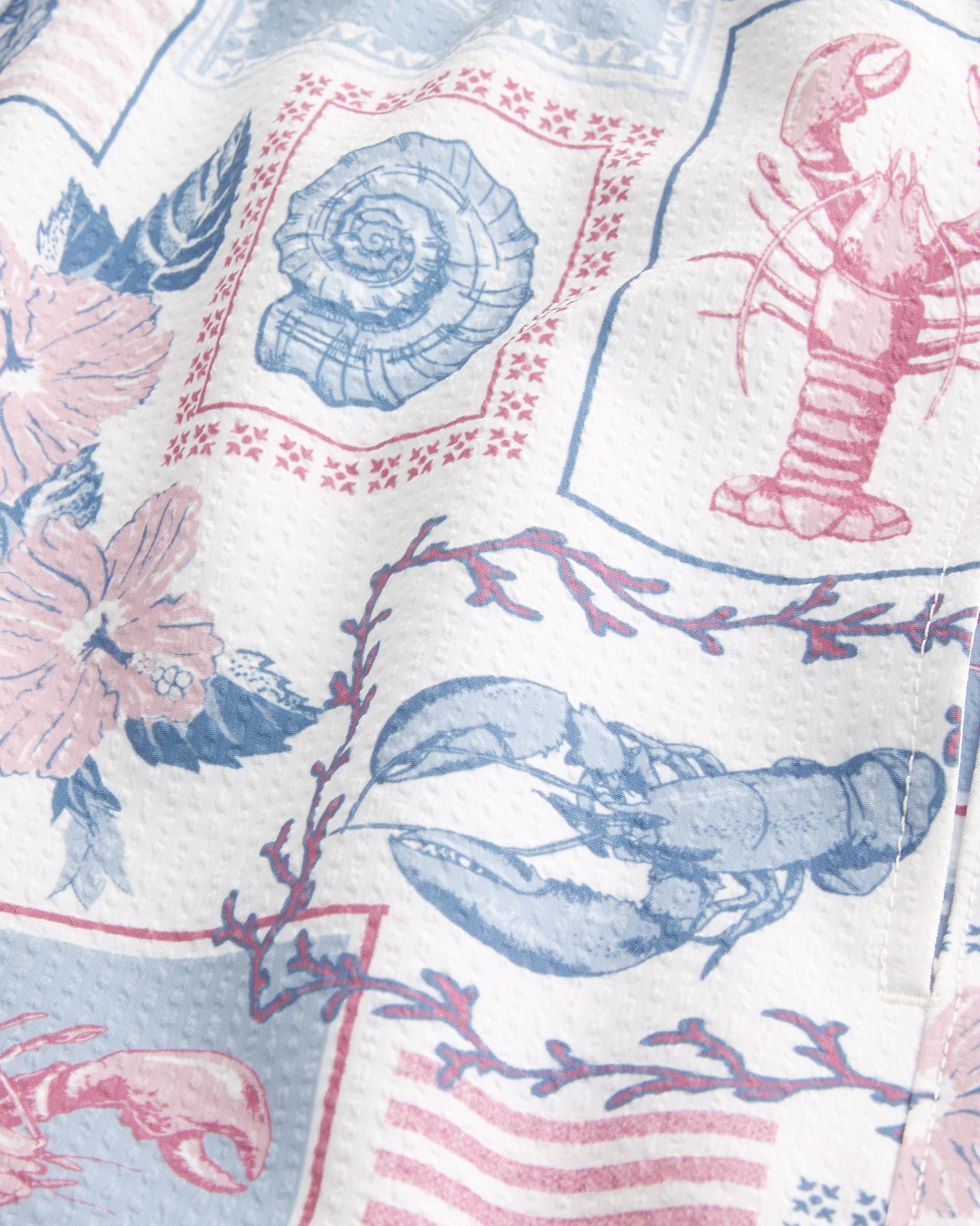 Mid-Thigh Seersucker Volley Swim Trunks Product Image