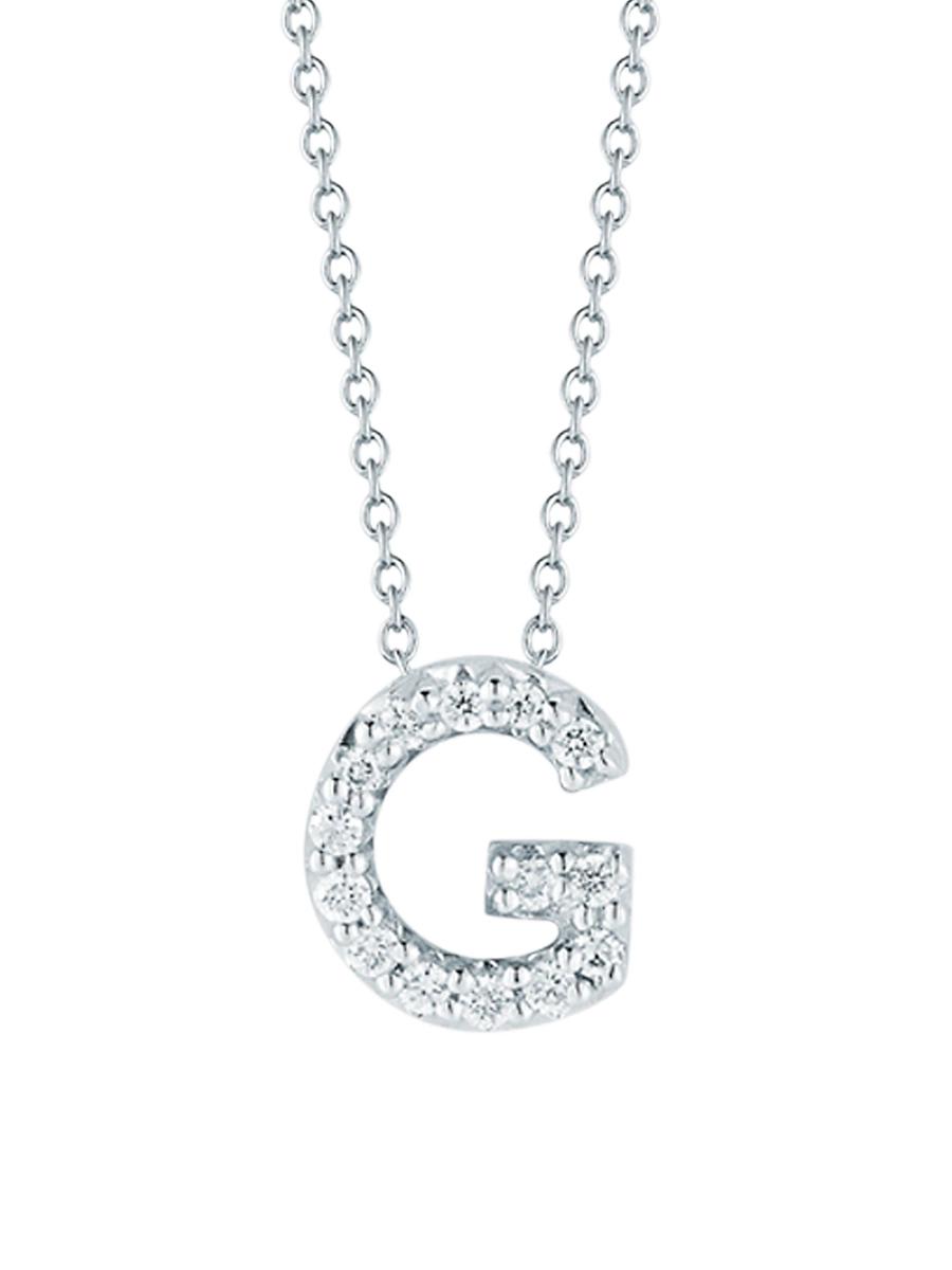 Womens Tiny Treasures 0.08 TCW Diamond & 18K White Gold Initial Necklace Product Image