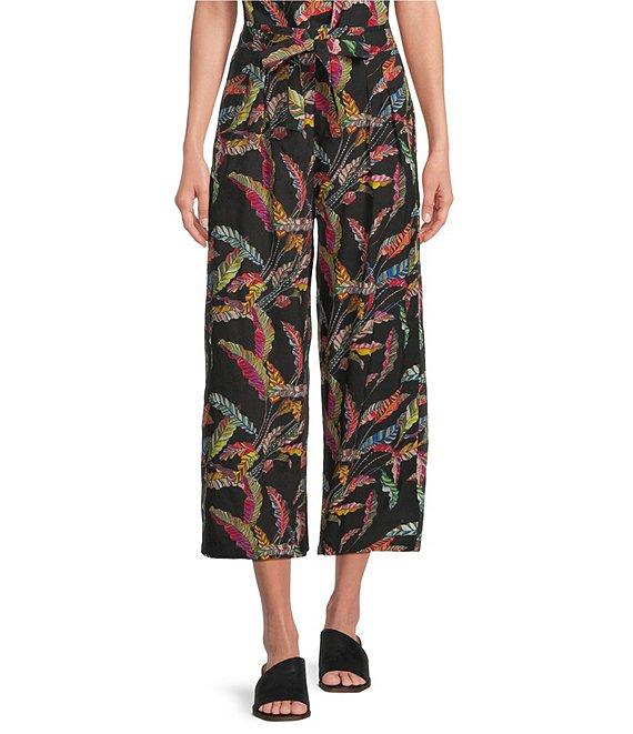 APNY Printed Cropped Wide Leg Pants Product Image