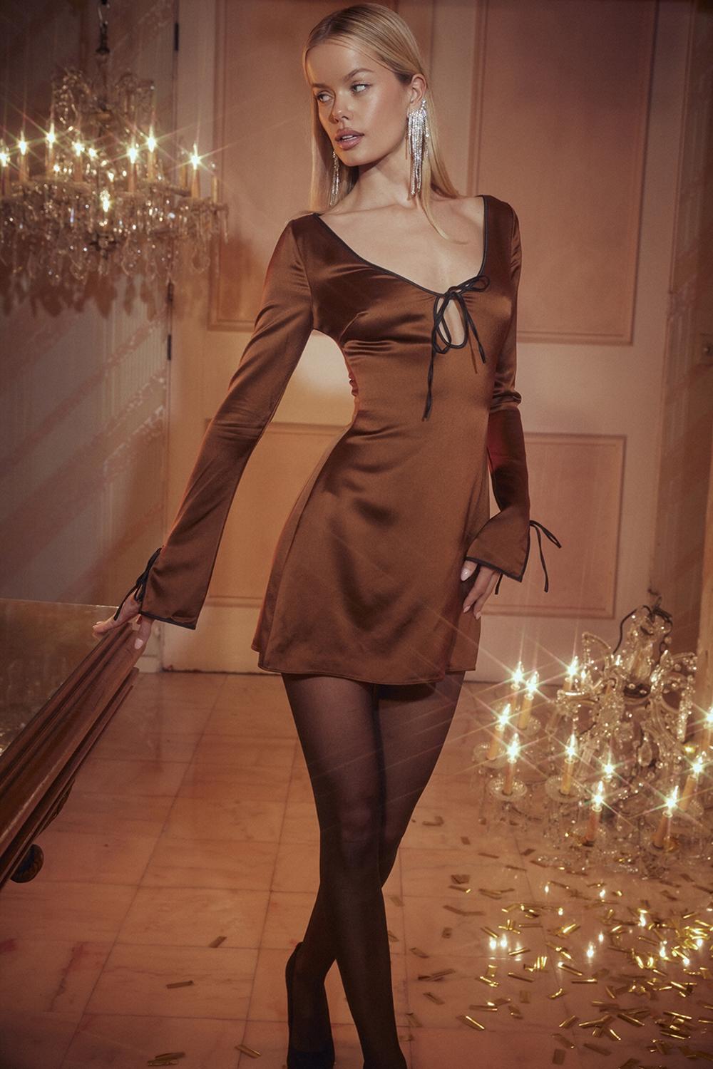 Sakina  copper satin mini dress Product Image