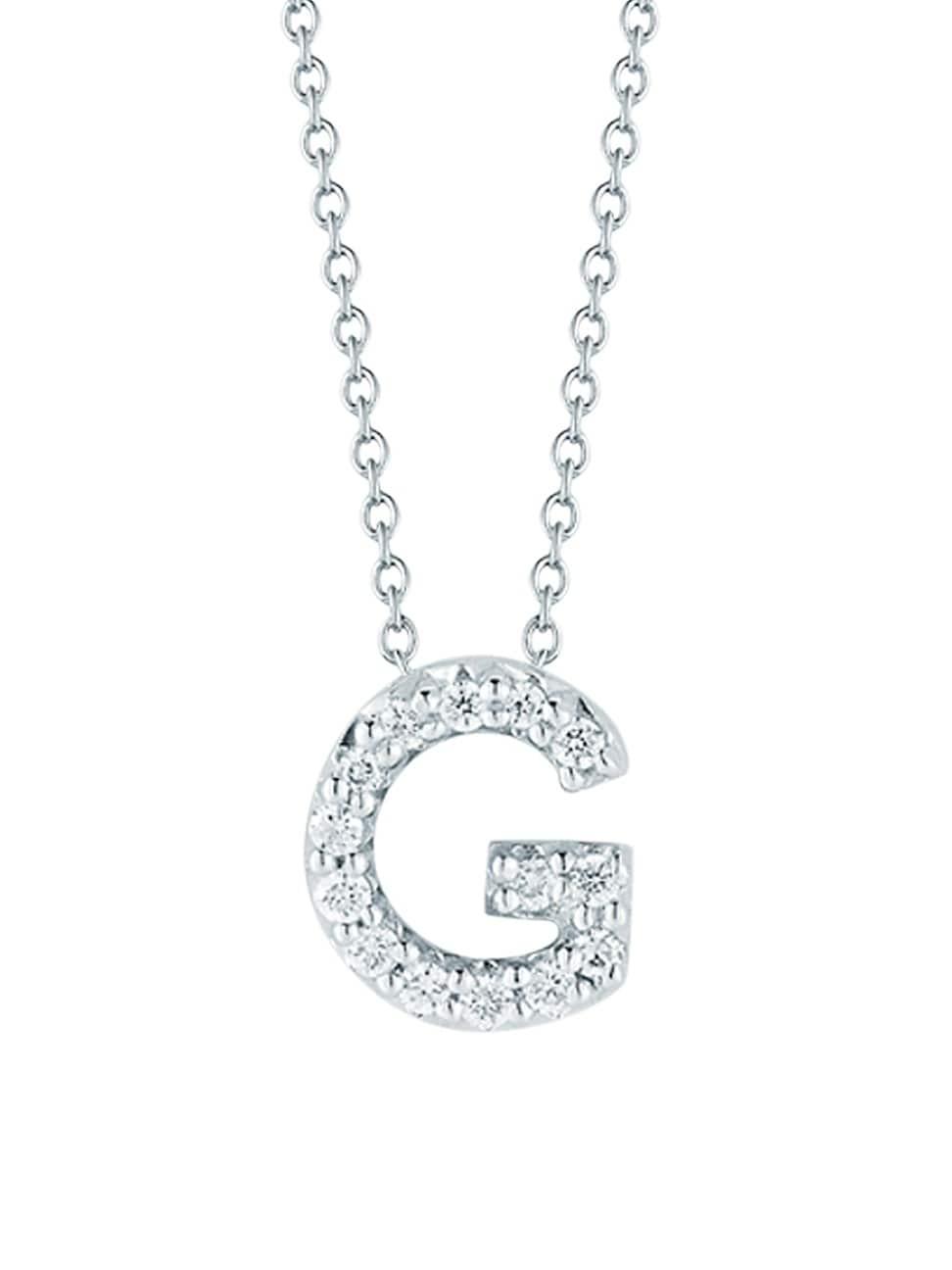 Womens Tiny Treasures 0.08 TCW Diamond & 18K White Gold Initial Necklace Product Image