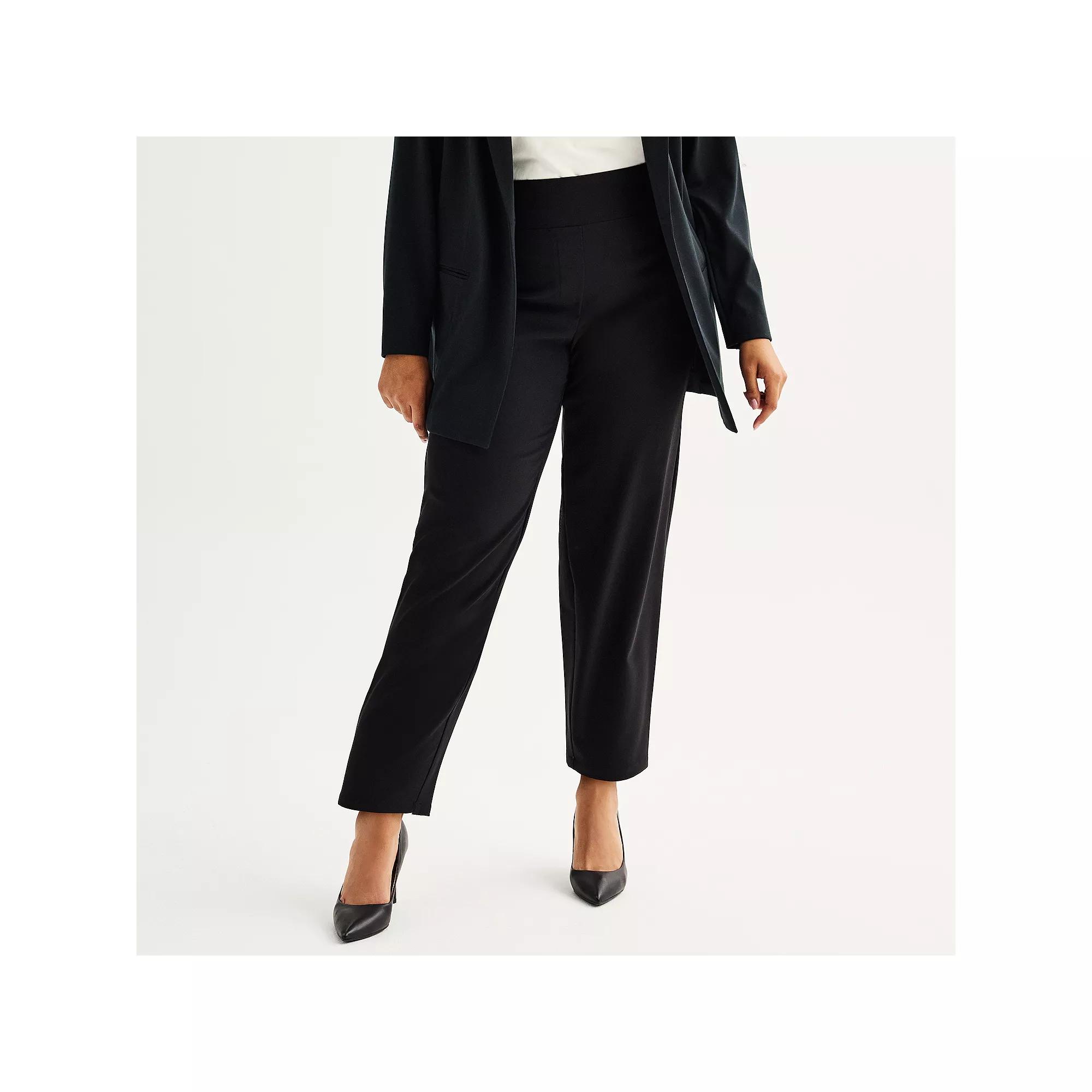 Plus Size Nine West Pull-On Straight Ankle Pants, Women's, Size: 5XL, Mineral Black Product Image