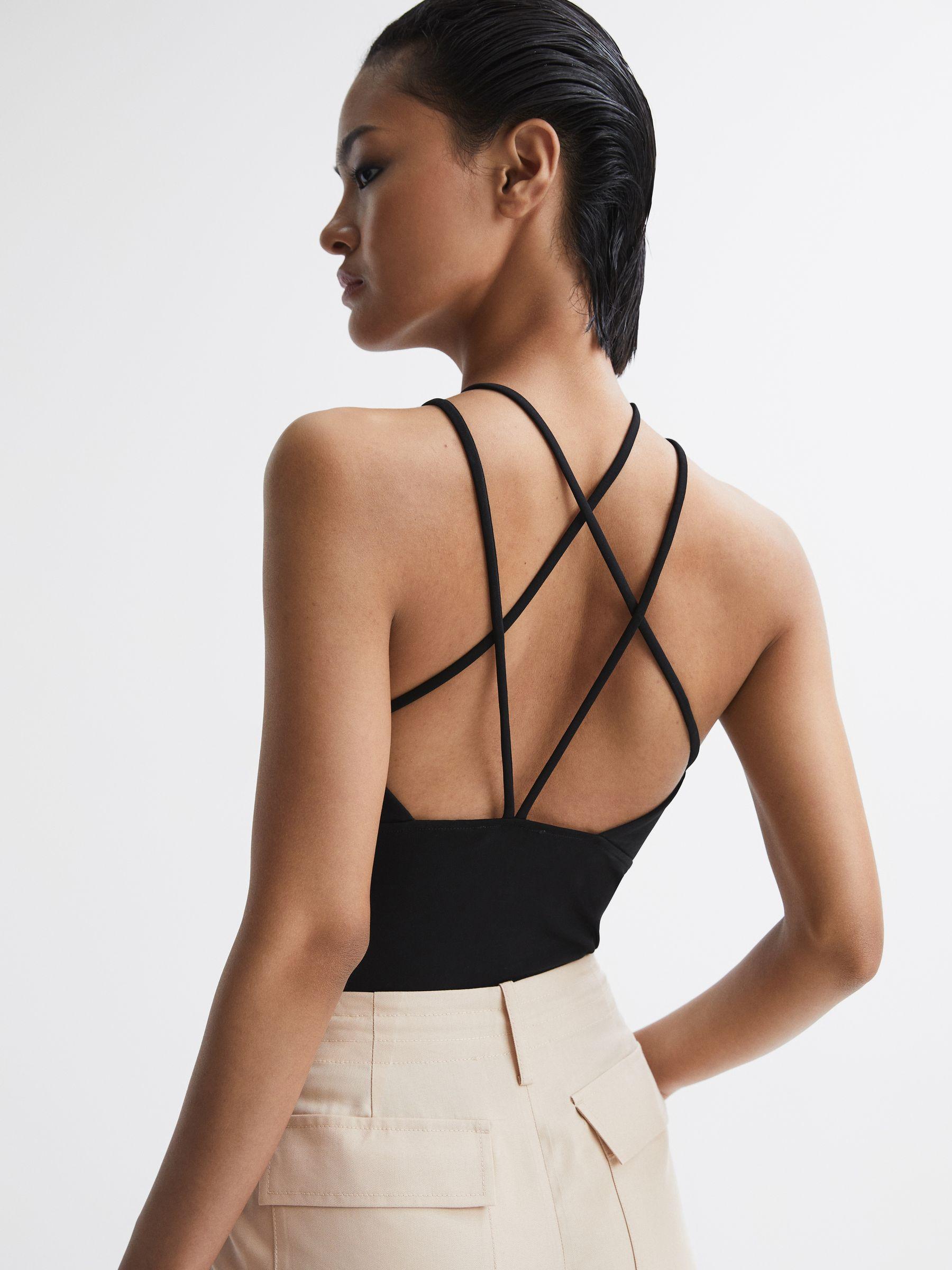 Strappy Cut-Out Top in Black Product Image