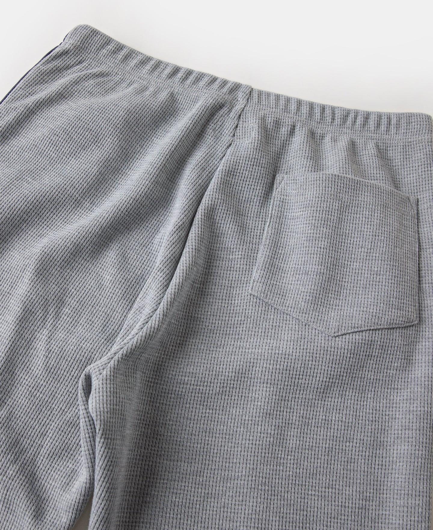 1970s Heavyweight Waffle Knit Jogger Pants - Gray Product Image