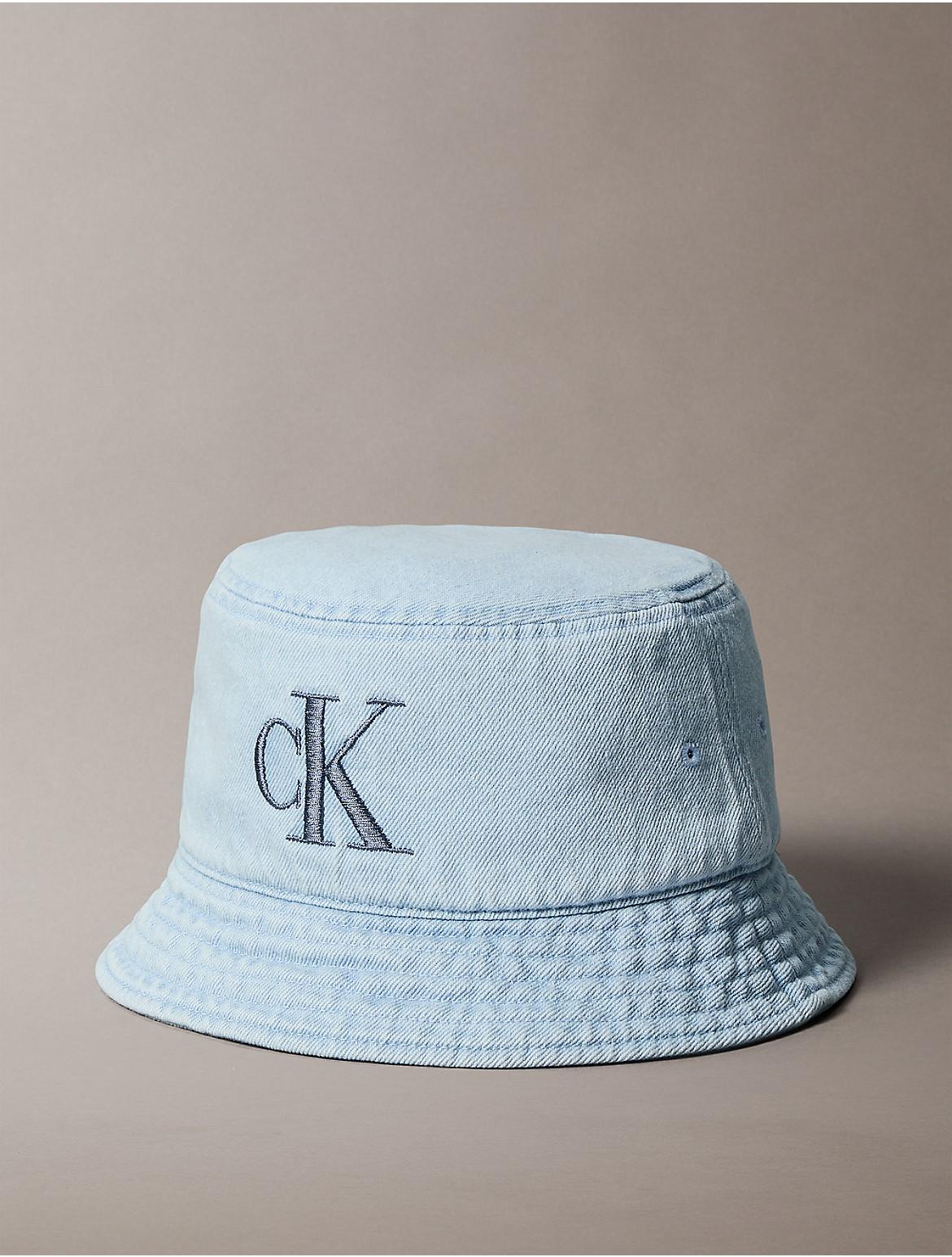 Calvin Klein Mens Washed Denim Embroidered Logo Bucket Hat Product Image