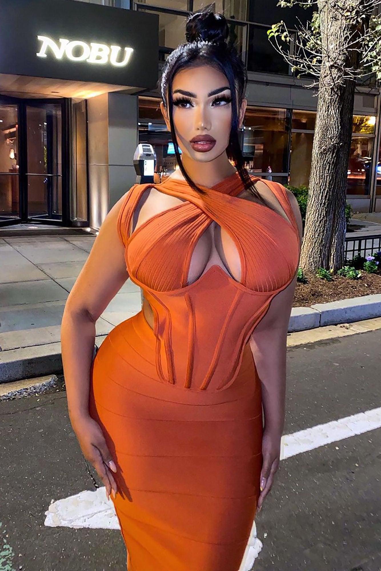 Sending My Best Bandage Midi Dress - Rust Product Image