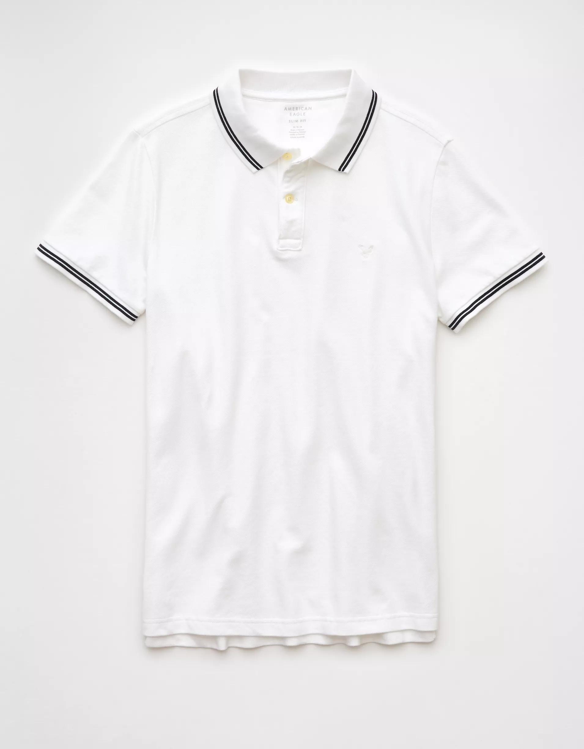 AE Lived-In Stretch Pique Slim Fit Tipped Polo Shirt Product Image