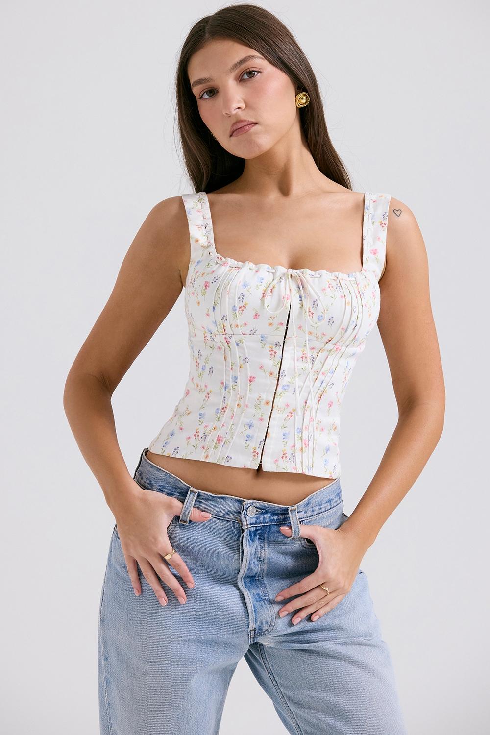Chicca  white posy print top Product Image