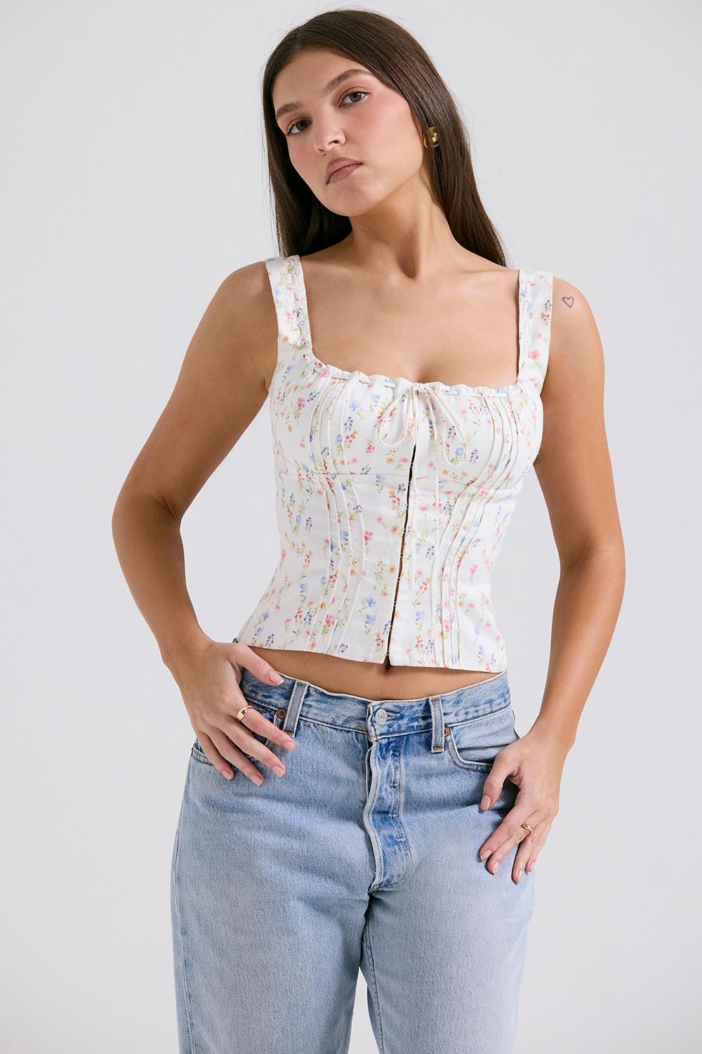 Chicca  white posy print top Product Image