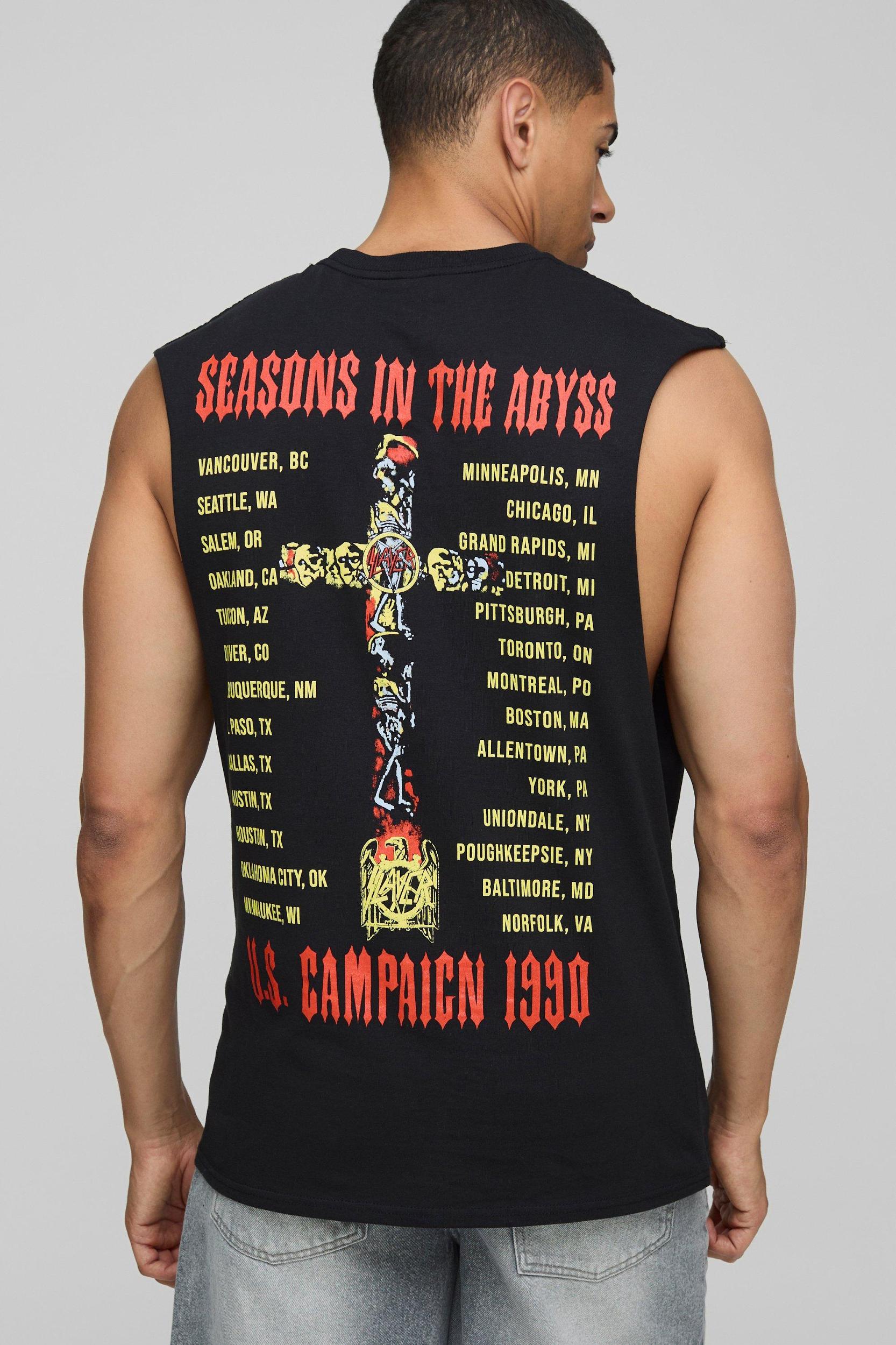 Black Regular Fit Slayer License Tank | boohooMAN USA Product Image