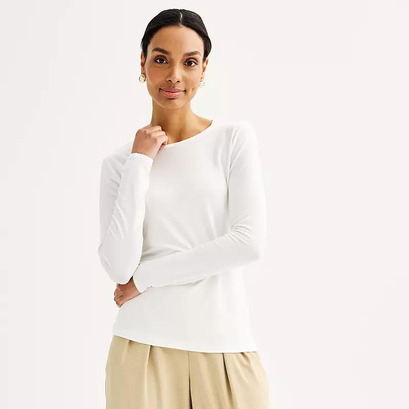 Women's Nine West Essential Long Sleeve Crewneck Shirt,  Product Image