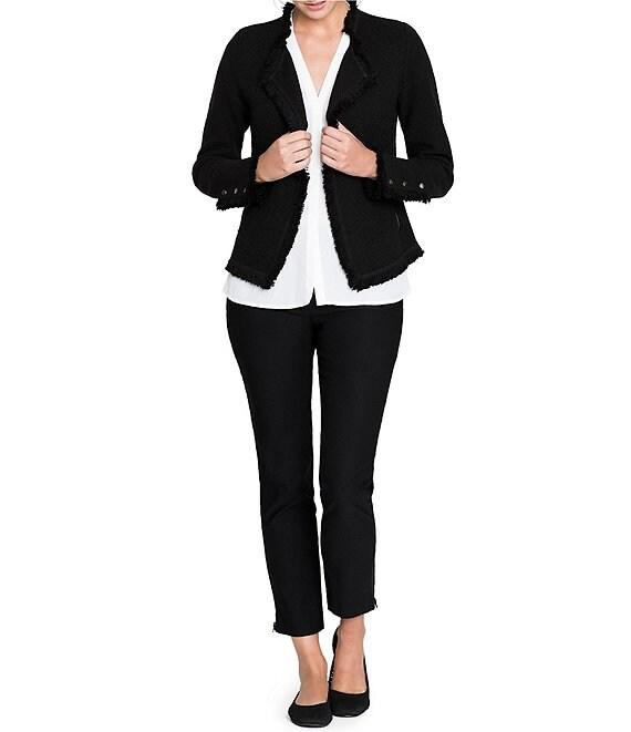 NIC + ZOE Fringe Trim Lapel Long Sleeve Snap Cuff Open Front Jacket Product Image