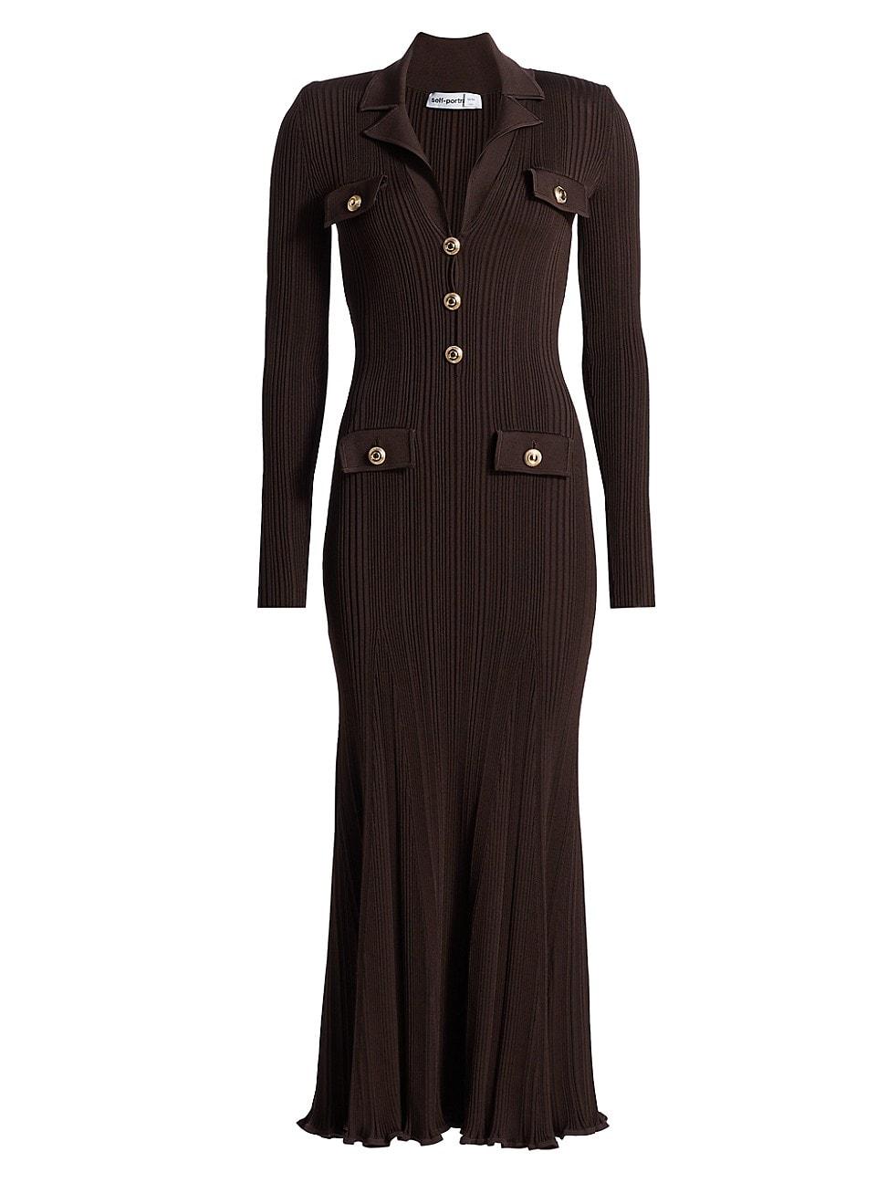 Womens Rib-Knit Fit & Flare Dress Product Image