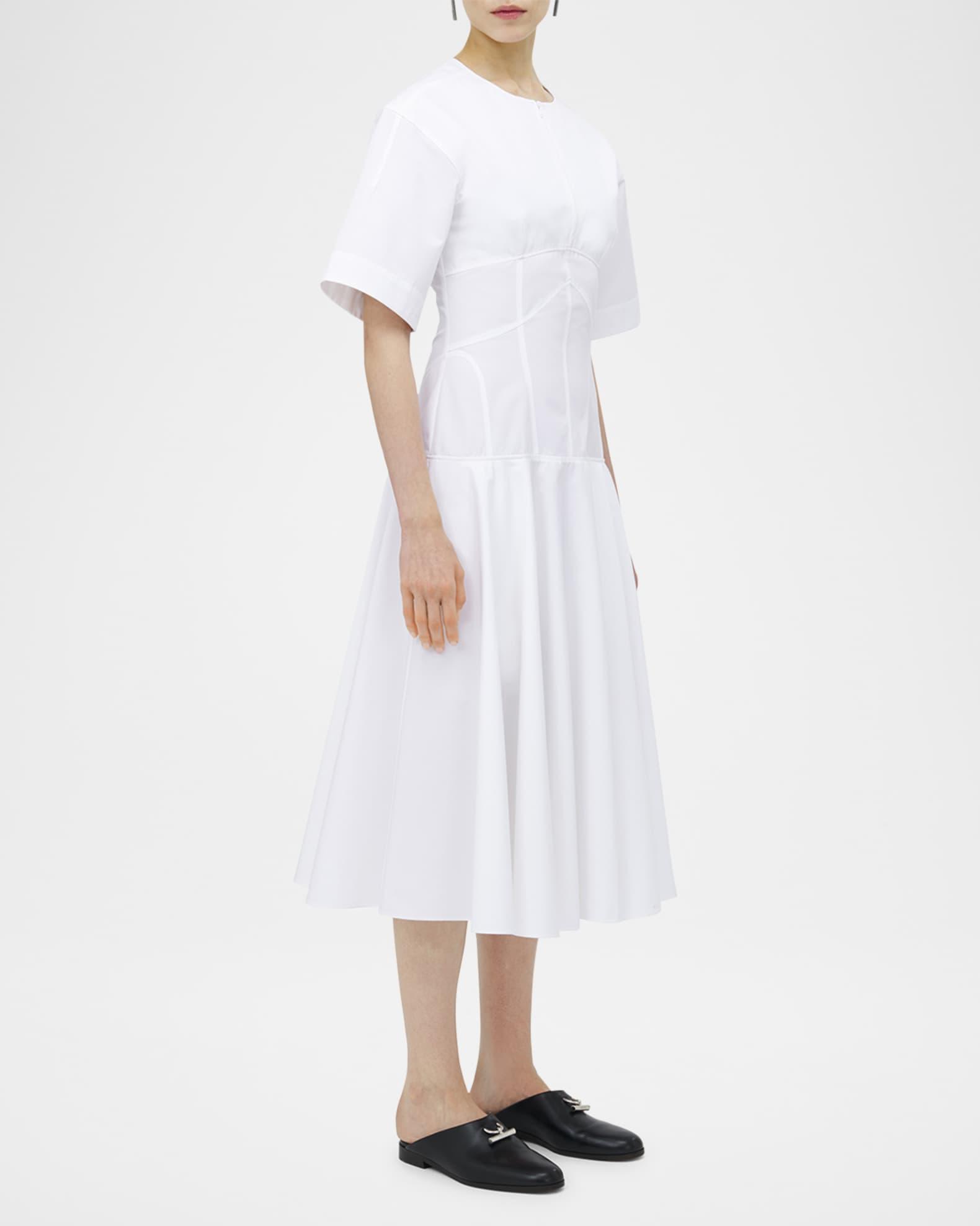 Short-Sleeve Seamed Midi Dress Product Image