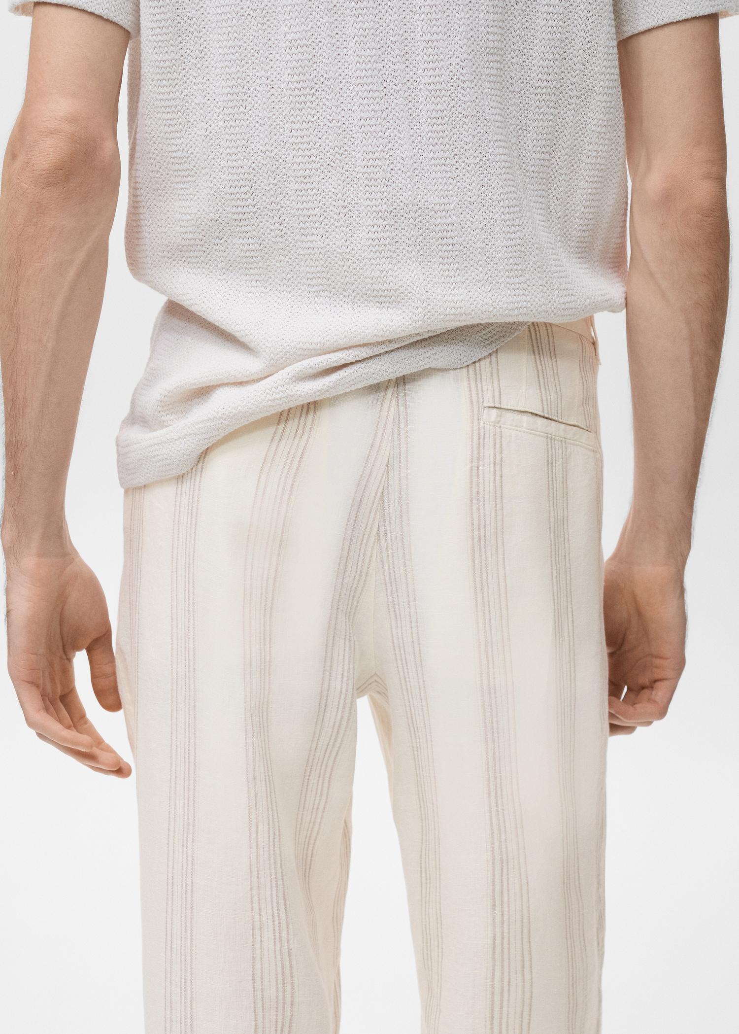 100% linen pants with elastic waistband - Men | MANGO USA Product Image
