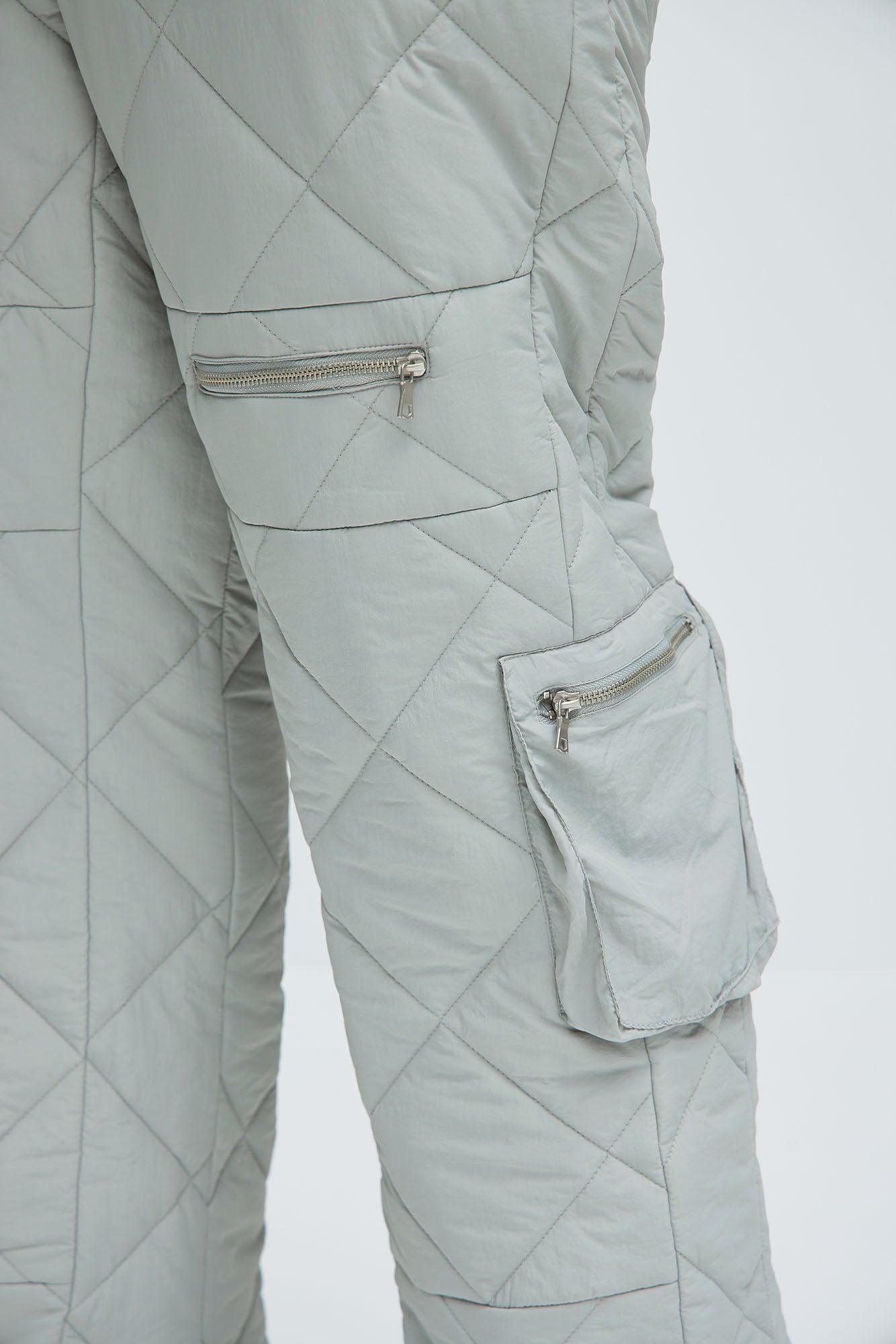 Dayton Straight Quilted Cargo Pants - Grey Product Image