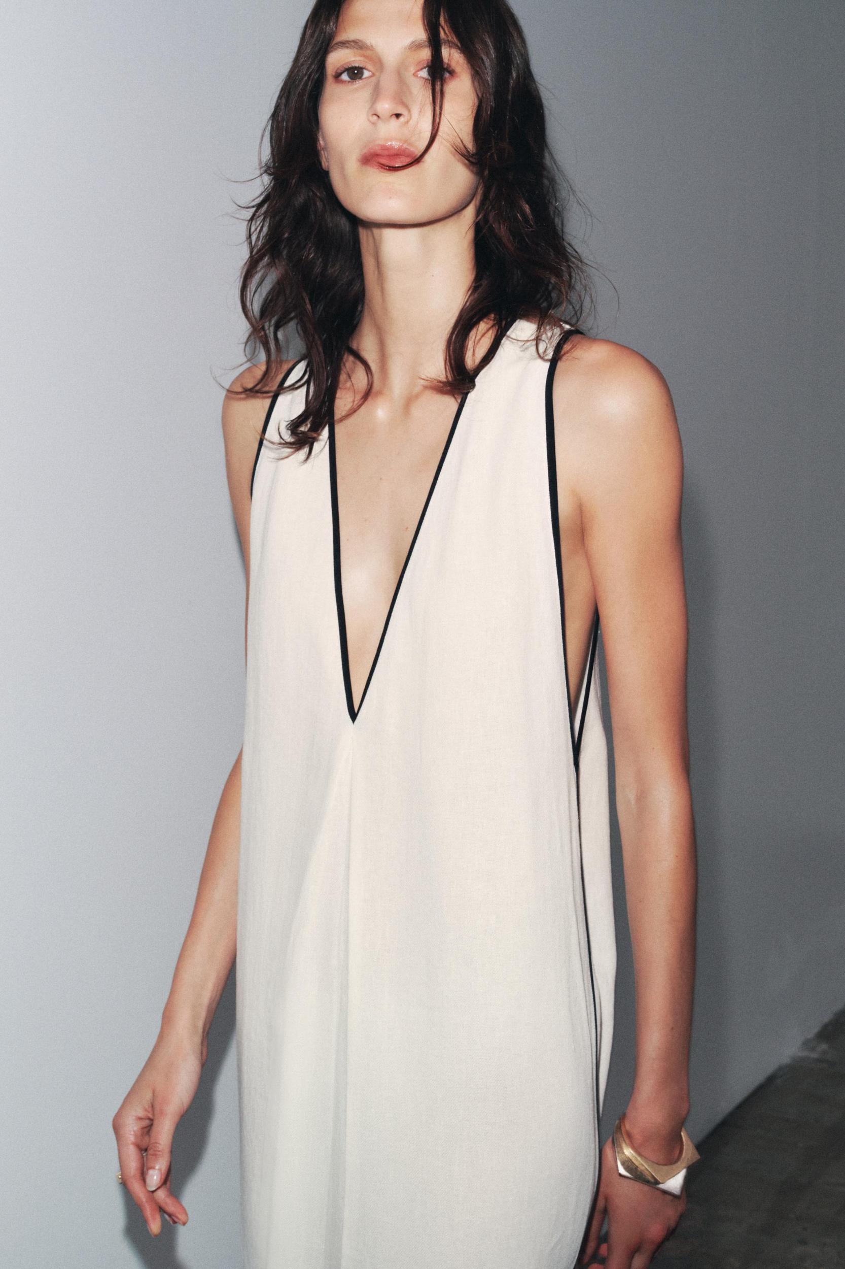 ZW COLLECTION LINEN BLEND DRESS WITH TRIM Product Image