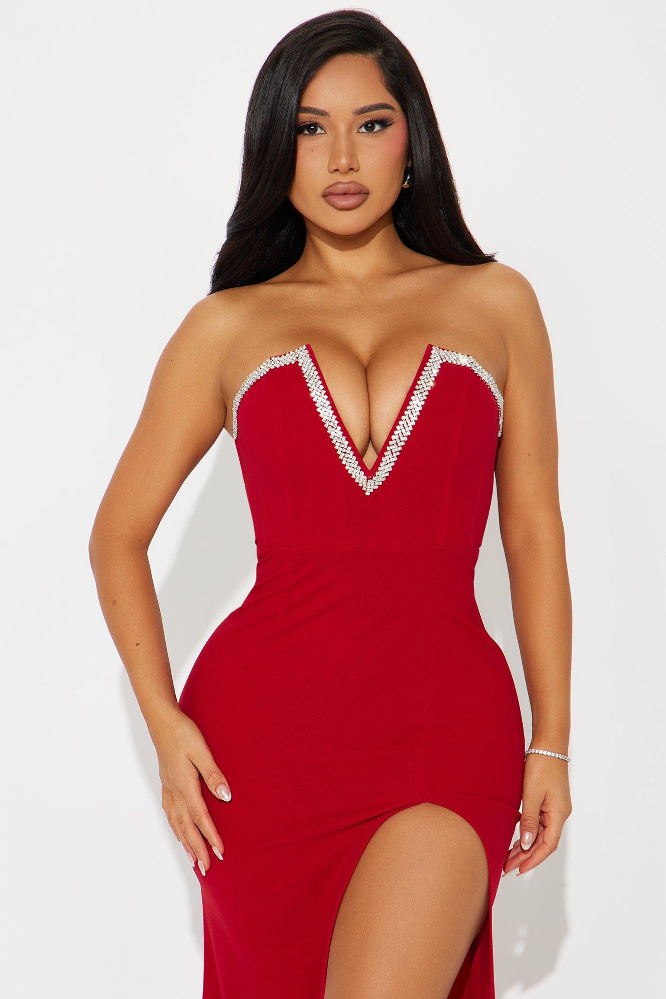 Ruby Strapless Maxi Dress - Red Product Image