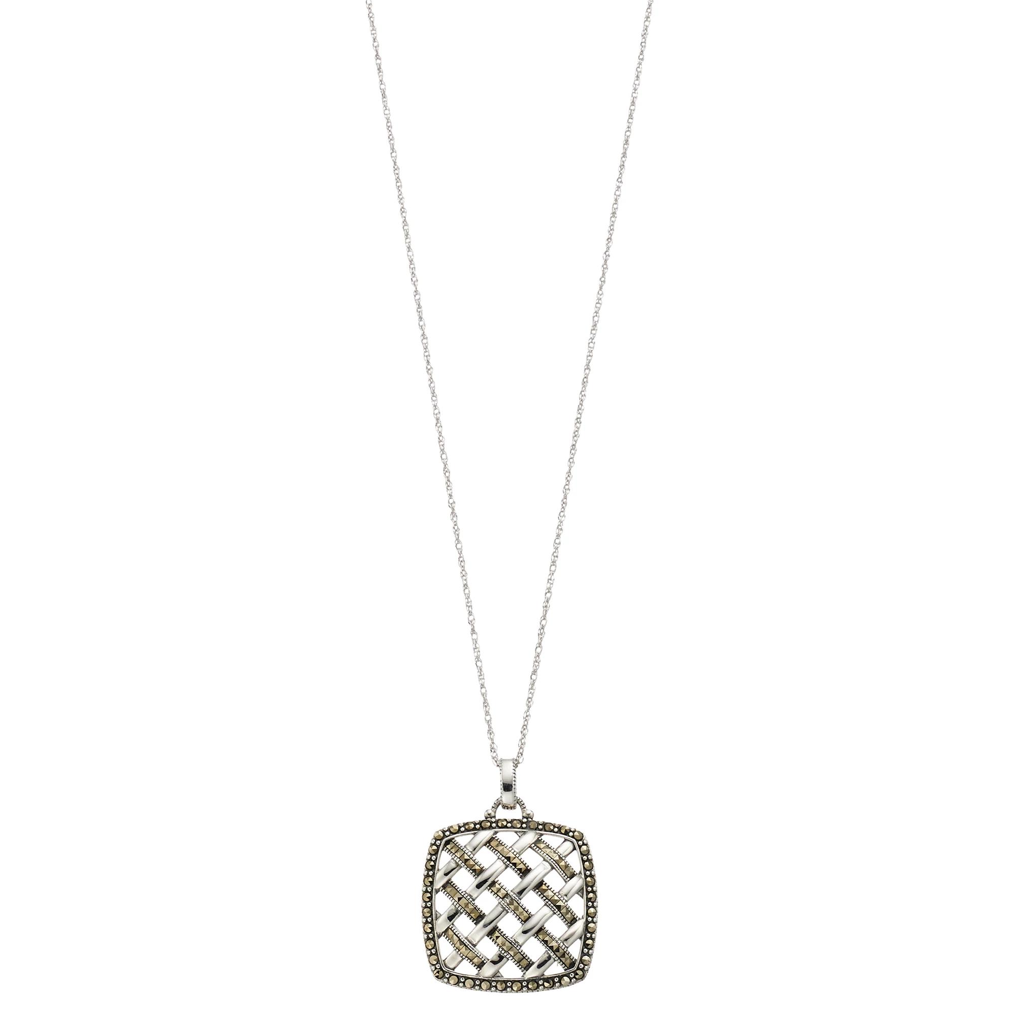 Tori Hill Sterling Silver Marcasite Lattice Work Pendant Necklace, Women's, Size: 18" Product Image
