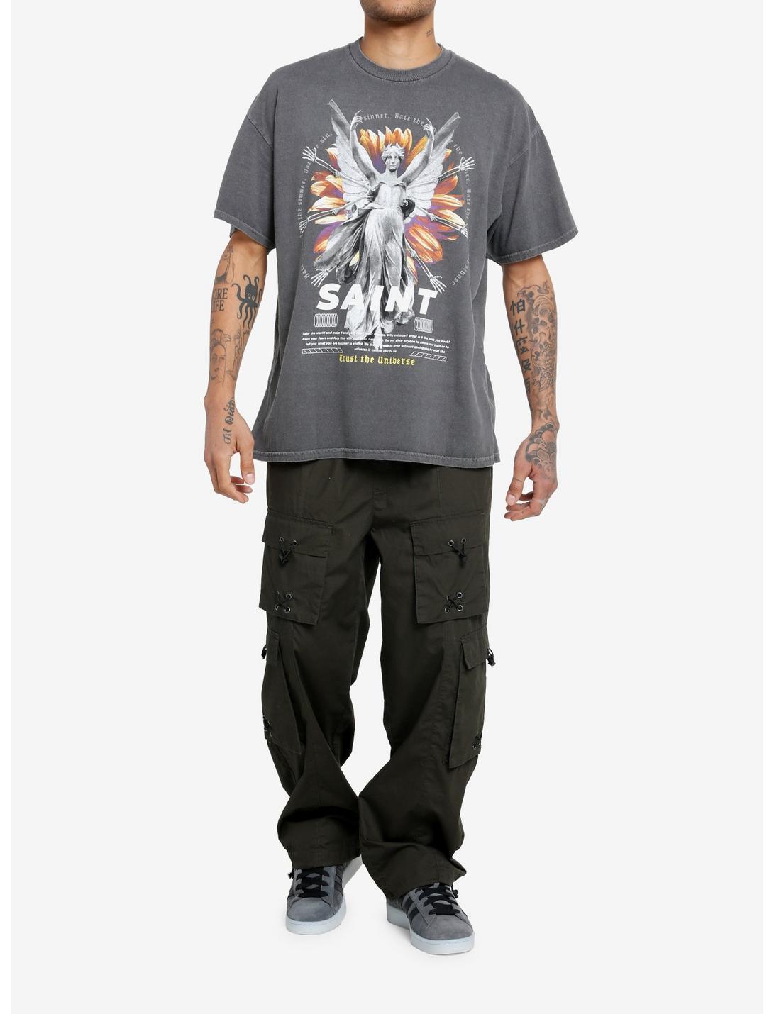 Cosmic Aura Saint Statue Oversized T-Shirt Product Image