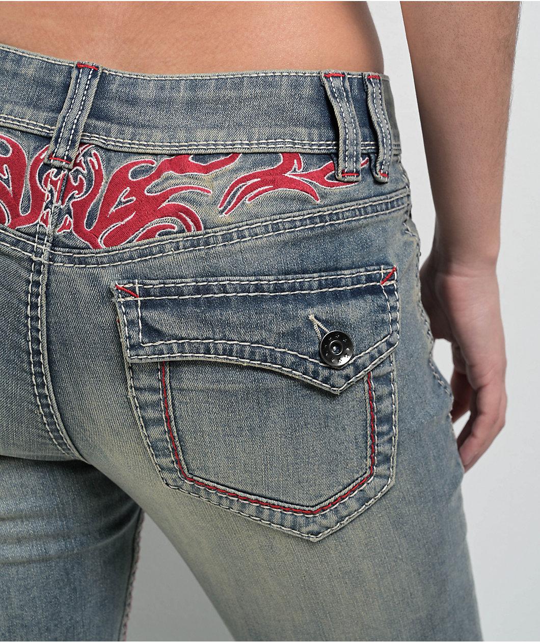 Ninth Hall Alyssia Contrast Blue Wash Mid Rise Bootcut Jeans Product Image